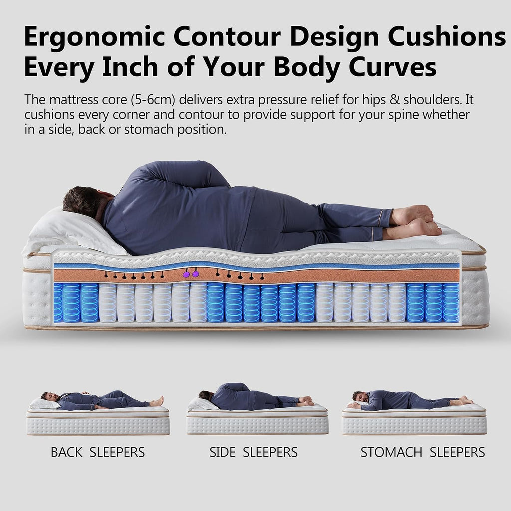 Hybrid Mattress in a Box Memory Foam Mattress King Size 14inch | Firm, Individual Pocket Spring, Upgrade Zoned