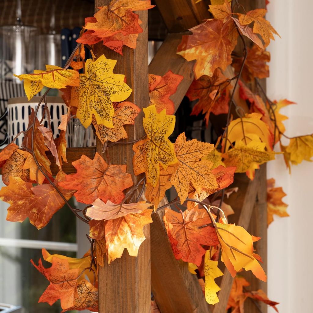 12 Pack Fall Leaf Garland, 5.9Ft Artificial Maple Leaf Garland Fall Leaves Autumn Hanging Vines Maple Leaves