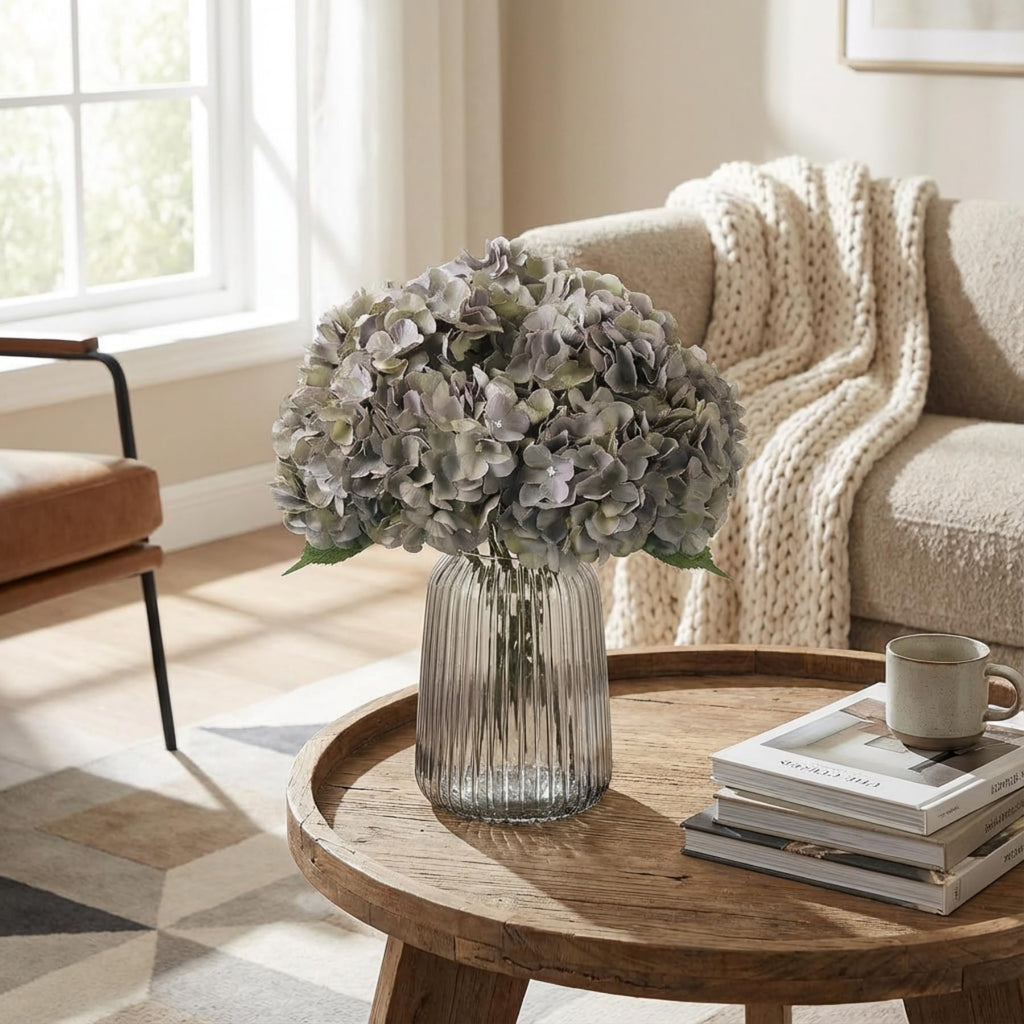 2Bouquets Artificial Fake Flowers Plants Silk Hydrangea Arrangements Wedding Bouquets Decorations Plastic Floral Home