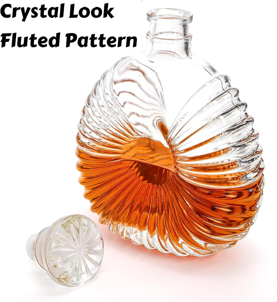 Glass Whiskey Decanter with Airtight Stopper, 25 Oz Crystal Liquor Decanter Lead-free Whiskey Wine Bottle - Set of 3