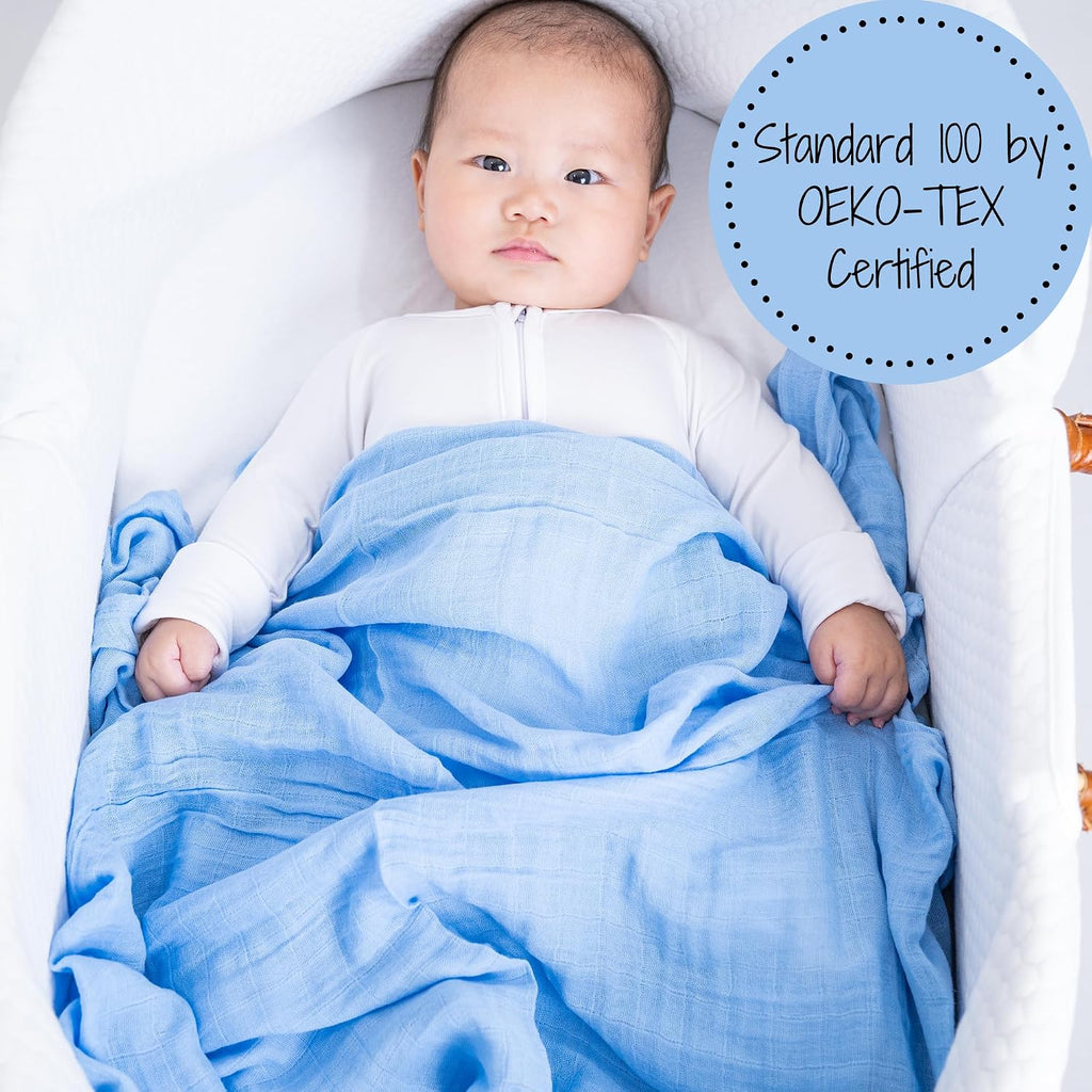 100% Organic Cotton Muslin Swaddle Blanket, Soft Baby Blankets