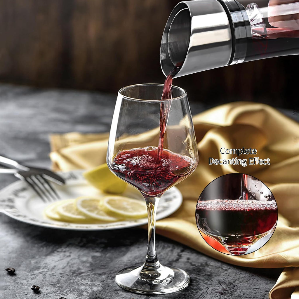Wine Decanter Built-in Aerator Pourer, 1500ml /50oz Wine Carafe with Aerator,Cleaning Beads and Cork Ball,100%