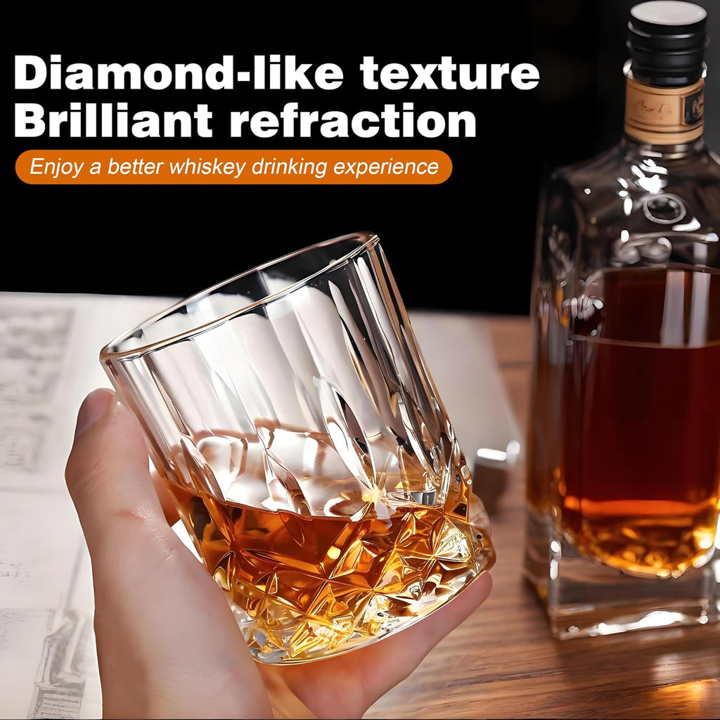 Whiskey Glasses, Set of 16 (8 Rocks Glasses 8 Whiskey Ice Ball Molds), 11 OZ Old Fashioned Glass for Bourbon Vodka