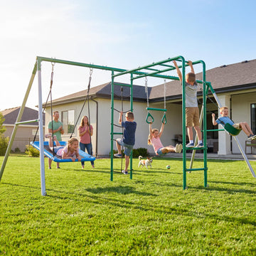 Swing Sets for Backyard with Monkey Bars, 5 in 1 Playground Set