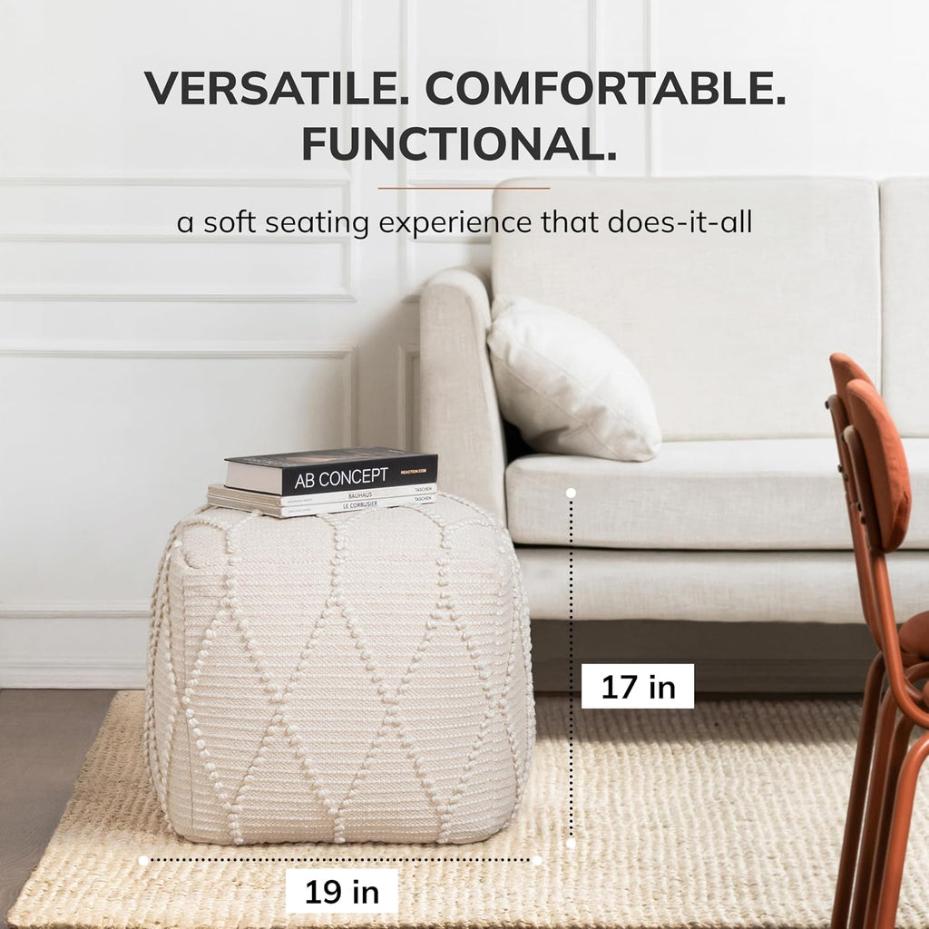 Pouf Ottoman Foot Rest, Ottoman Pouf, Comfortable Foot Stool, Decorative Floor Seating Decor, Bedroom & Home Décor