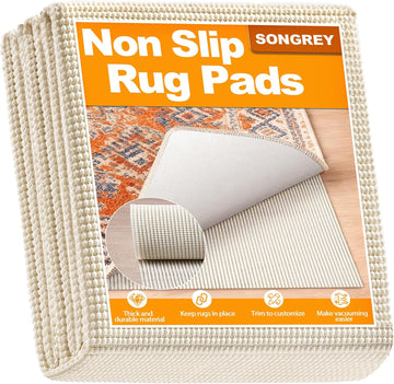 Non-Slip Rug Pad 5x7 FT, White - Set of 35