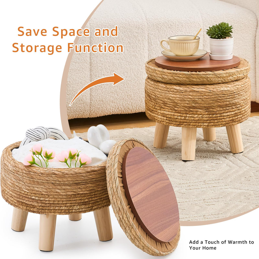 Storage Ottoman Poufs Handwoven Foot Stool