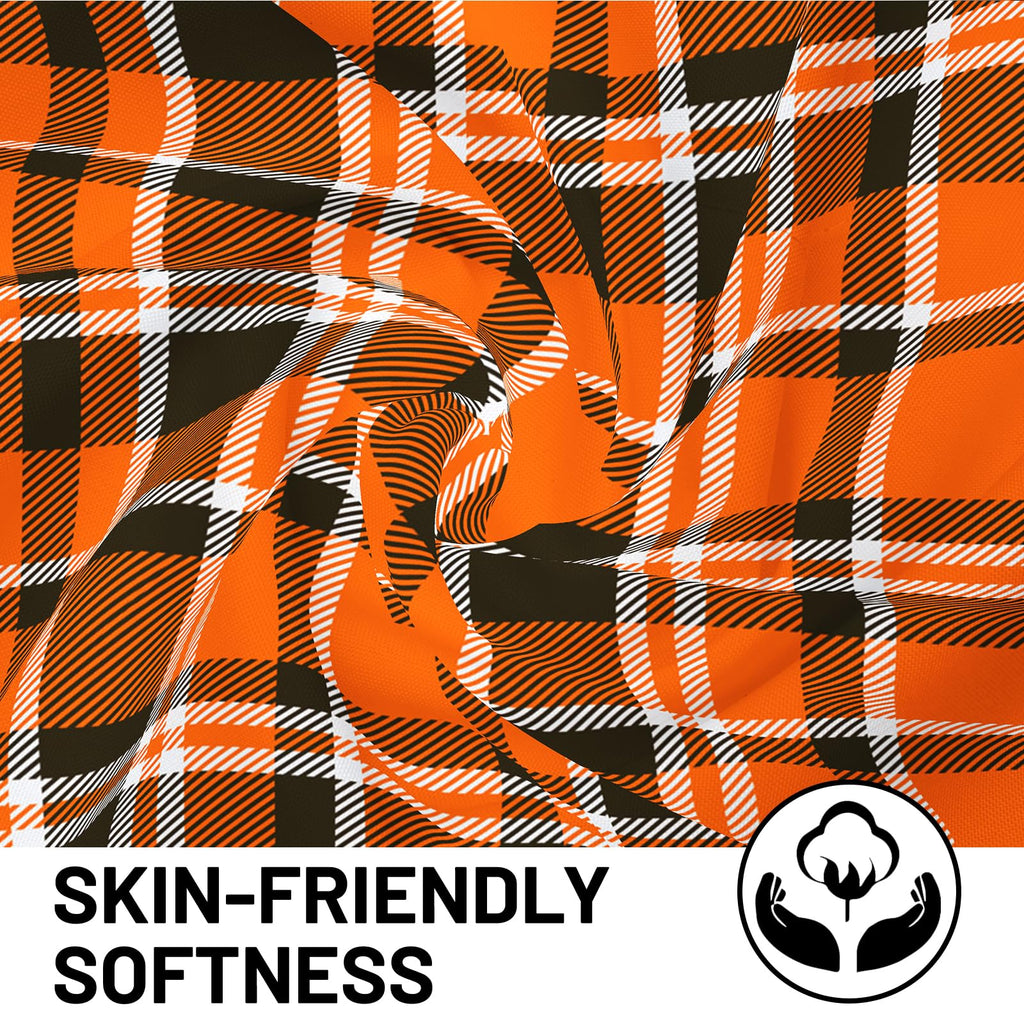 Fall Orange Buffalo Grid Curtain Valances for Windows 60x18 Inch