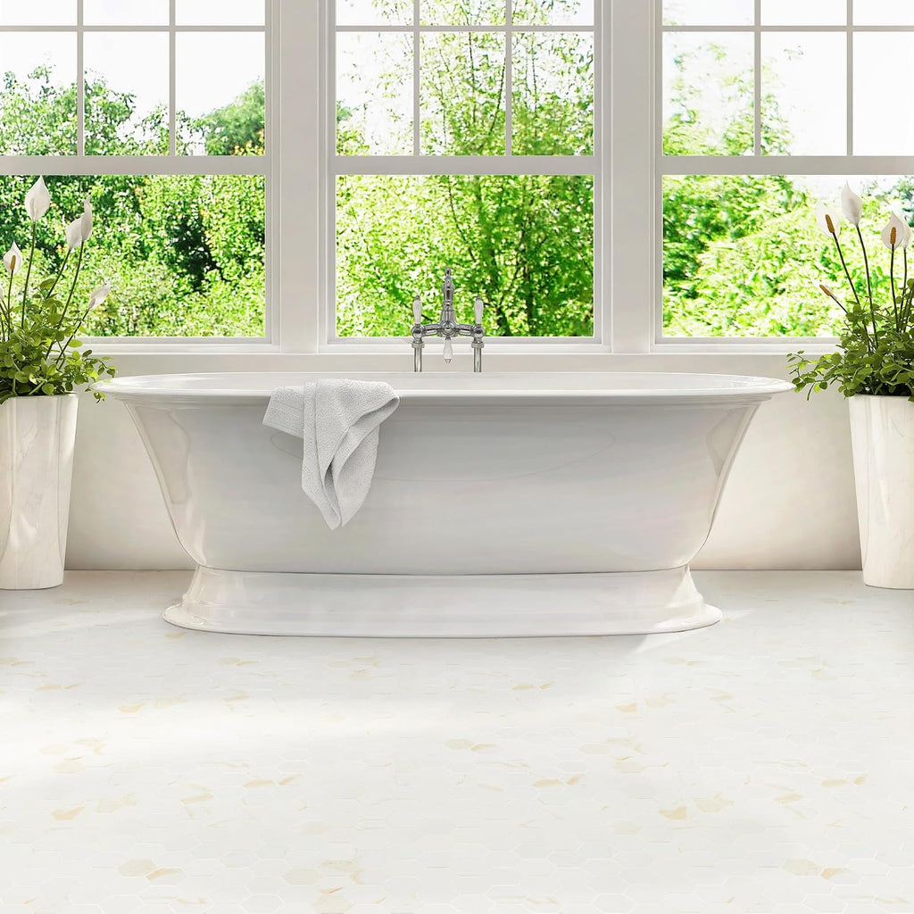 Eden Calacatta 12 in. x 12 in. Hexagon Porcelain Mosaic Tile