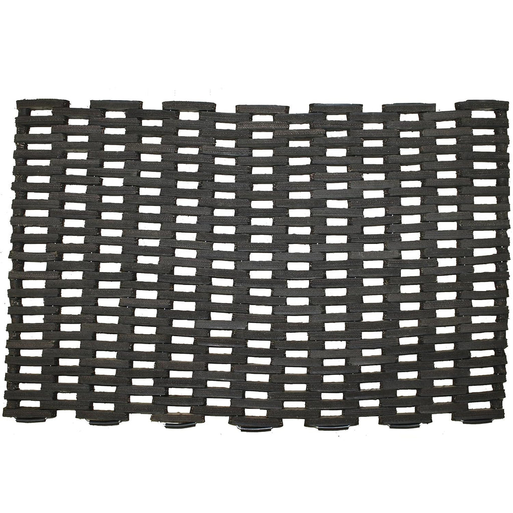 Durite Outdoor Entrance Mat, Recycled Rubber Tire-Link Doormat, Heavy Duty Straight Weave Drainage Mat, Black, 20" x