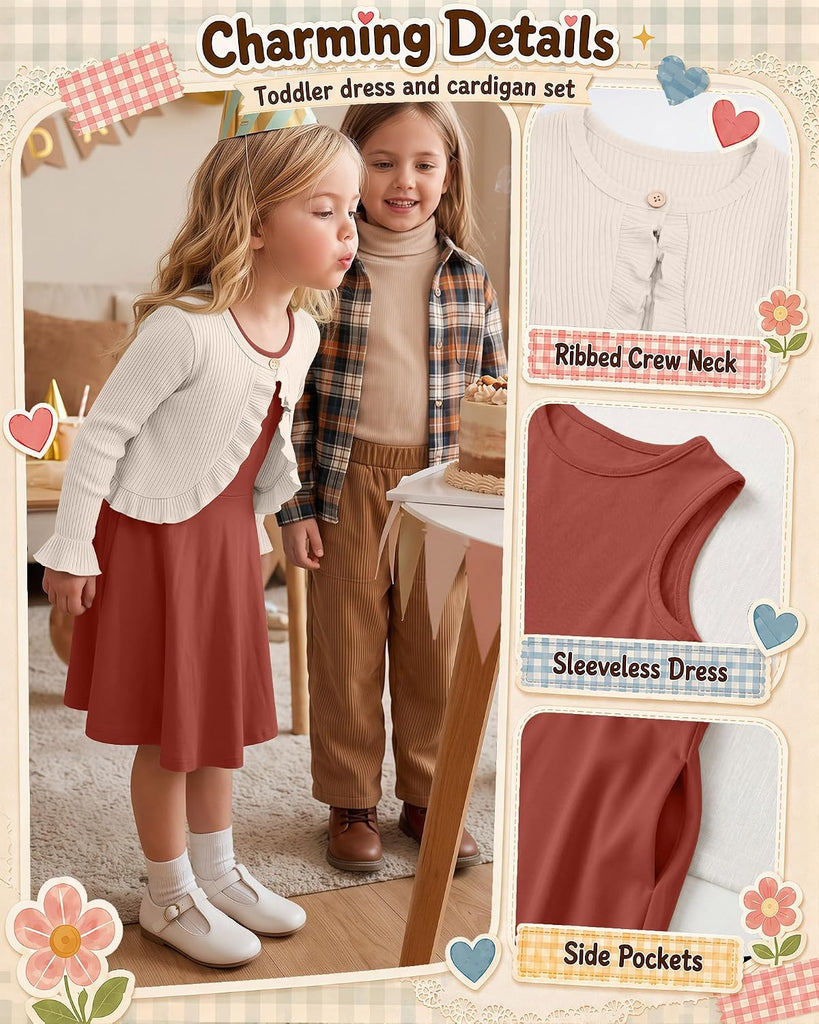 Toddler Girl Sleeveless Dresses 2 Piece Outfits