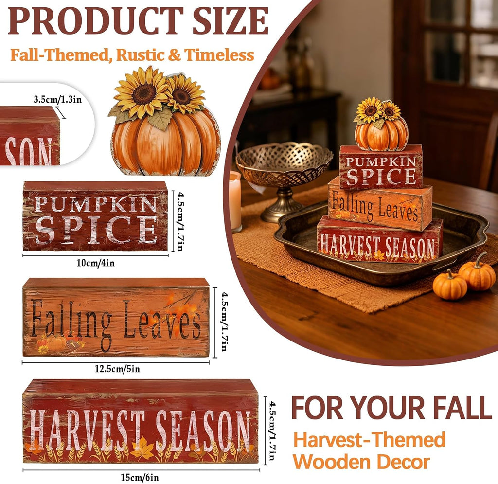 Fall Pumpkin Decor, Fall Decorations - Set of 4