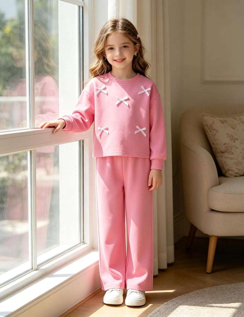 Baby Girl Clothes Long Sleeve Bowknot Top Wide Leg Long Pants Toddler Girl Fall Winter Outfit Cute Kids Clothing Set