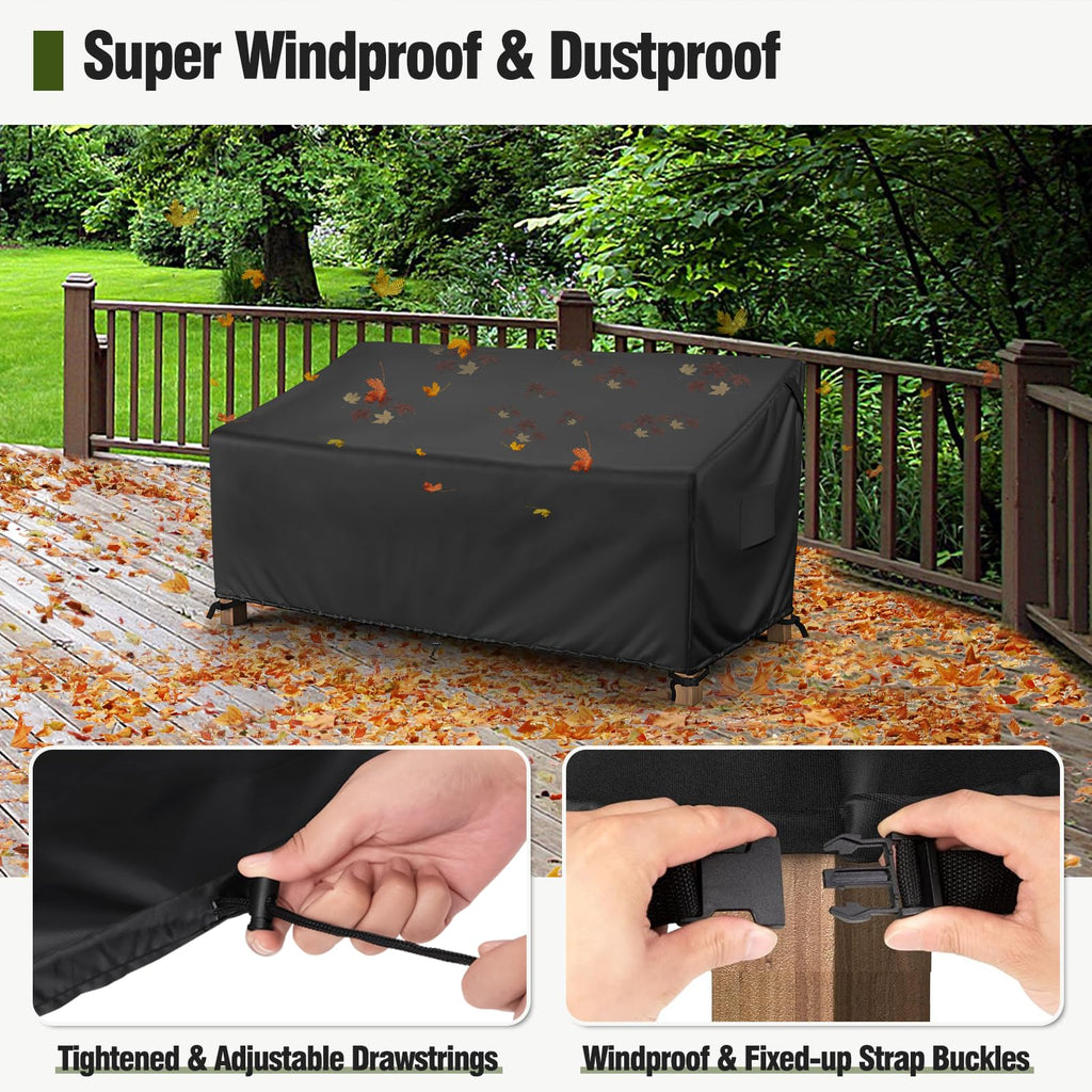 3-Seater Outdoor Couch Cover Waterproof, 80 Inch Patio Furniture Cover for Sofa, Heavy Duty Polyester &