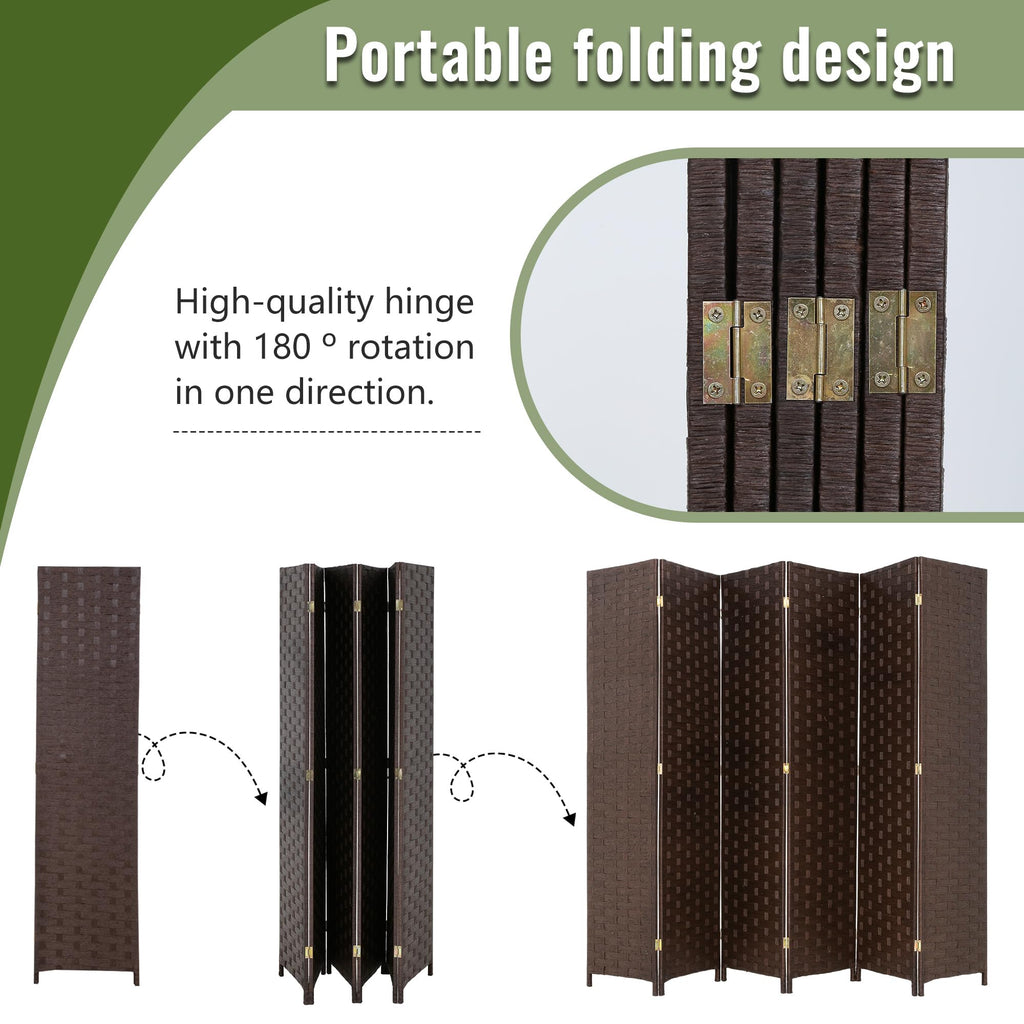 4-Panel Folding Room Divider | 6ft, Dark Brown | Light & Portable