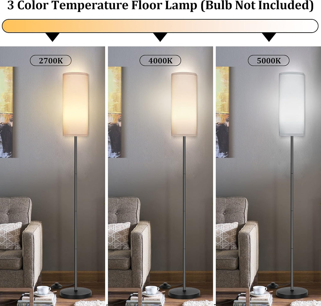 Modern Standing Lamp with Lampshade, Minimalist Tall Lamp with Foot Switch for Living, Bedroom, Kids Room, Office