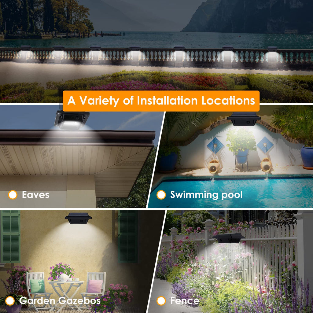 Solar Gutter Lights Outdoor, 40 LEDs Bright Solar Powered led Fence Light Deck Lights Waterproof for Wall, Deck