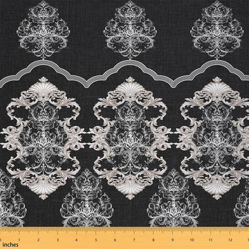 Damask Fabric by The Yard Black Upholstery Fabric for Chairs 10 Yard Luxury Royal Golden DIY Projects, Indoor Decor