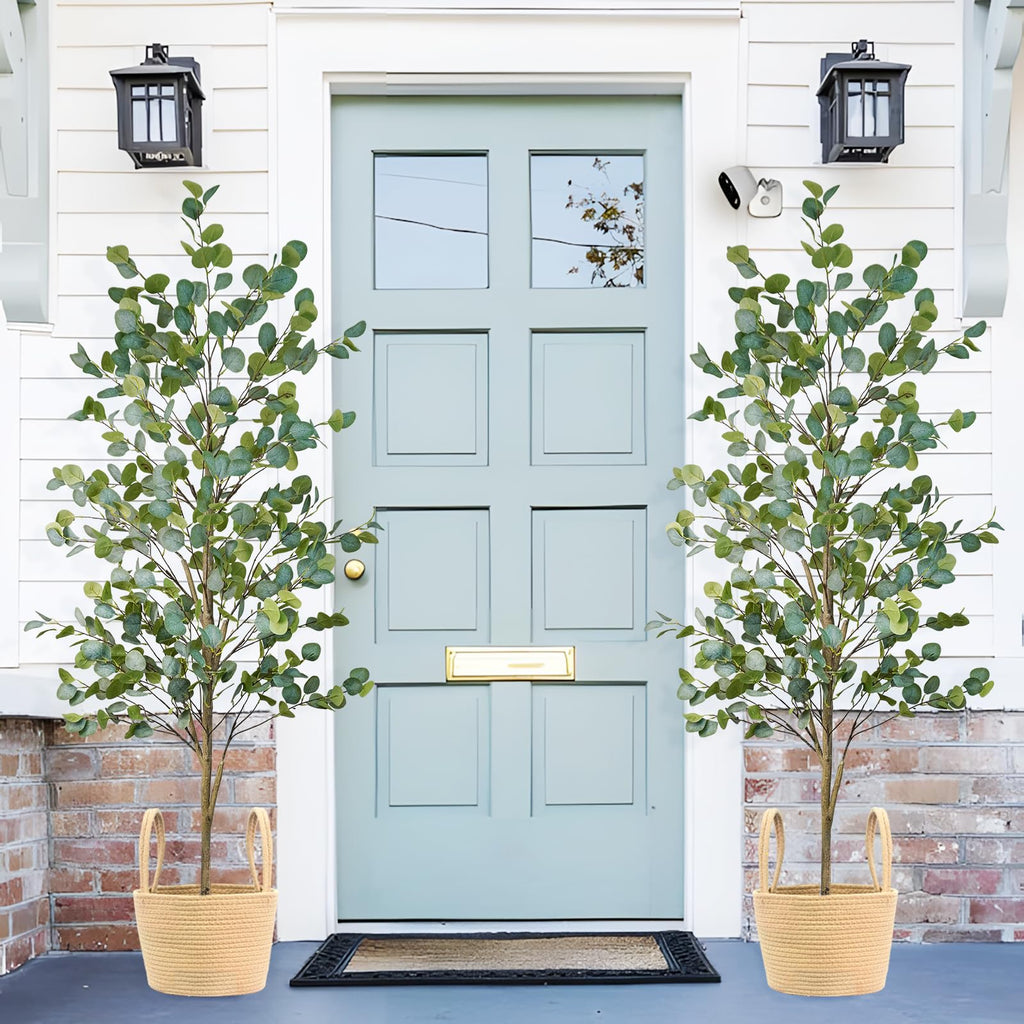 Artificial Eucalyptus Tree 6FT, 2 Pack Faux Floor Trees