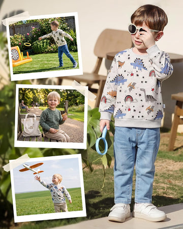 Toddler Boy Cotton Sweatshirts Long Sleeve Shirt Tops Pullover
