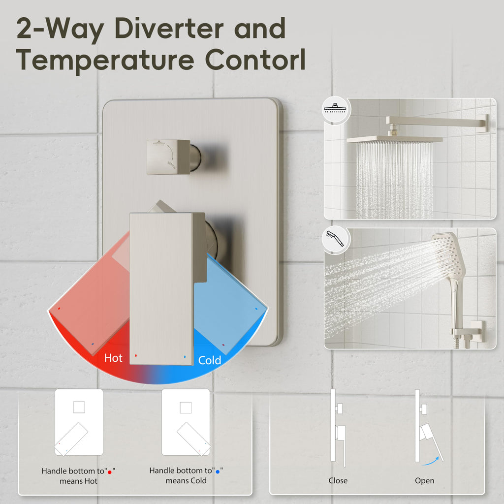 Shower System, 10" Shower Faucet Set with Handheld,Brushed Nickel