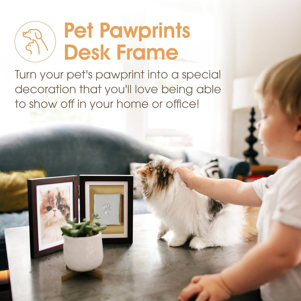 Pet Paw Print Memorial Frame with Clay Imprint Kit, Espresso Brown