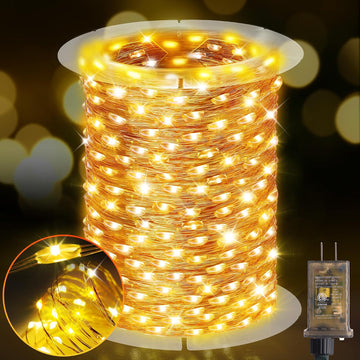 203FT 600LED Outdoor Fairy Lights Plug in Warm White Christmas Decor