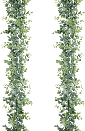 Artificial Eucalyptus Garland 2 Pack Fake Eucalyptus Greenery Garland Faux Hanging Plants Artificial Vines, 6 - Set of 2