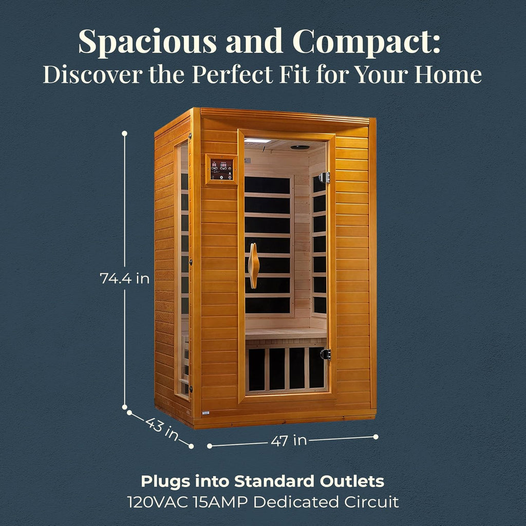 2-Person Low EMF FAR Infrared Sauna with Red Light Therapy & Bluetooth Speakers | Personal Indoor Spa for Home & Gym Ð Made from Canadian Hemlock A129-B002063VYY
