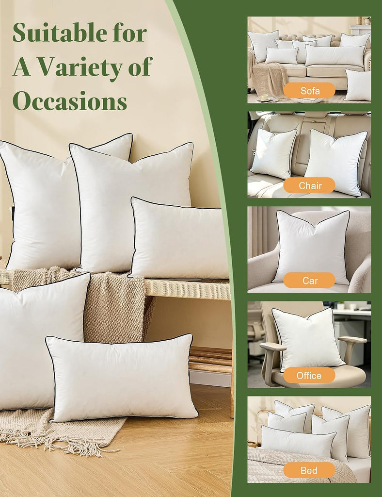 Organic Feathers Down Pillow Insert 22x22 - Set of 2