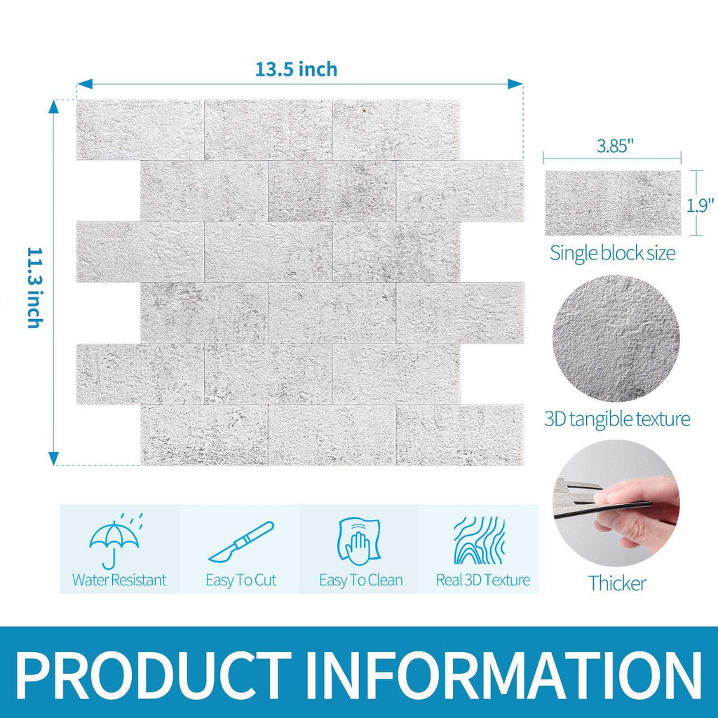 Peel and Stick Backsplash, Stick on Wall Tile, 10-Pack, Natural White
