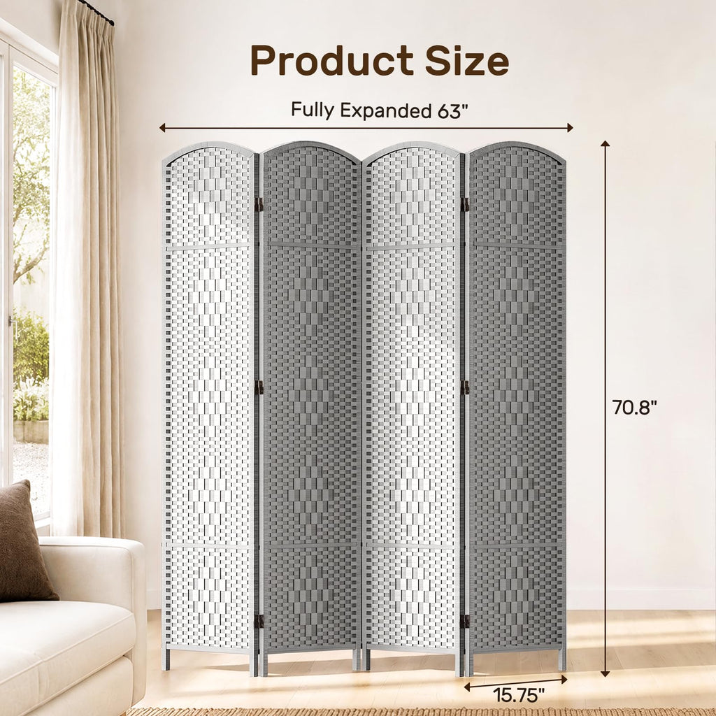 Room Divider, Folding Privacy Screen, 4 Panel Wall Divider, Stone