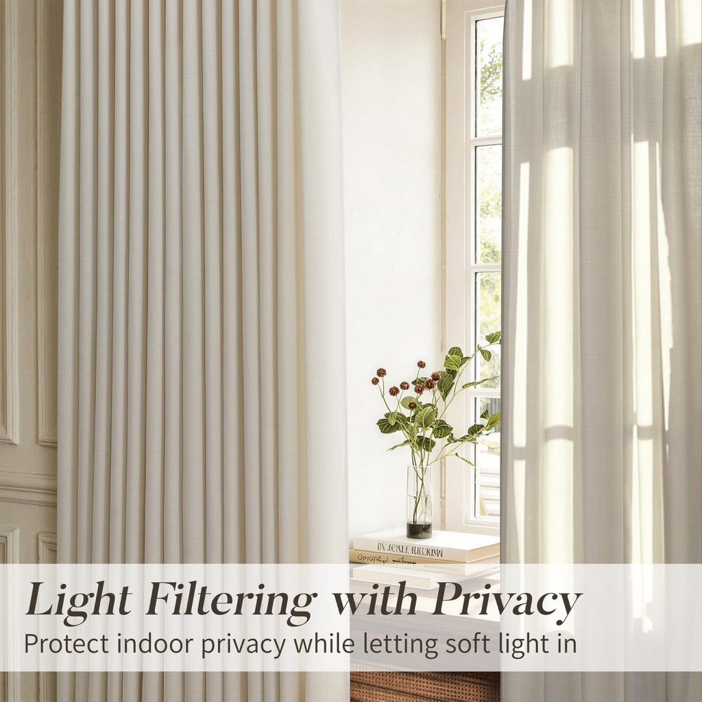 Pinch Pleat Light Filtering 100 Inches Extra Long Curtains, Privacy Window Memory Shaped Pleated Drapes Bedroom