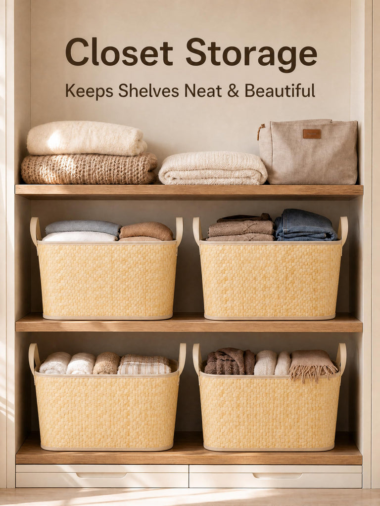 Oversized Storage Baskets Laundry Hampers with Structured Frame & Supported Bottom, Extra Large Closet Bins for