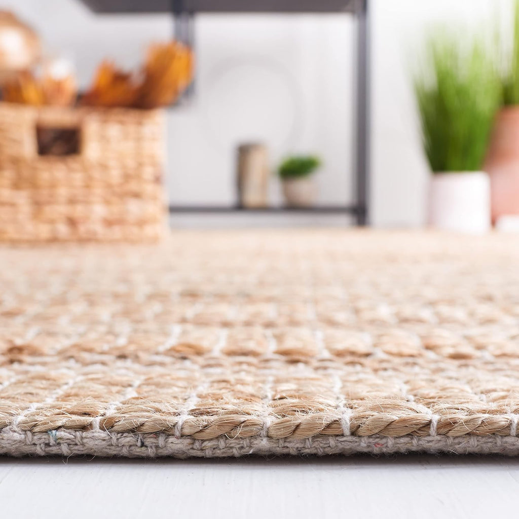Natural Fiber Collection Area Rug - 10' x 14', Ivory & Natural, Handmade Boho Farmhouse Rustic Jute & Cotton Jute