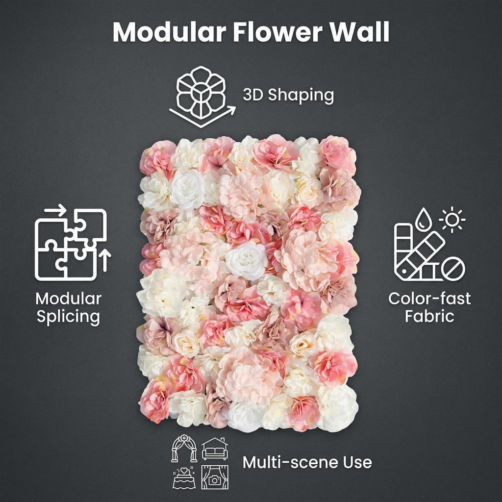 Flower Wall Backdrop 6 Panels 16×24 Inch - Blush Pink Rose