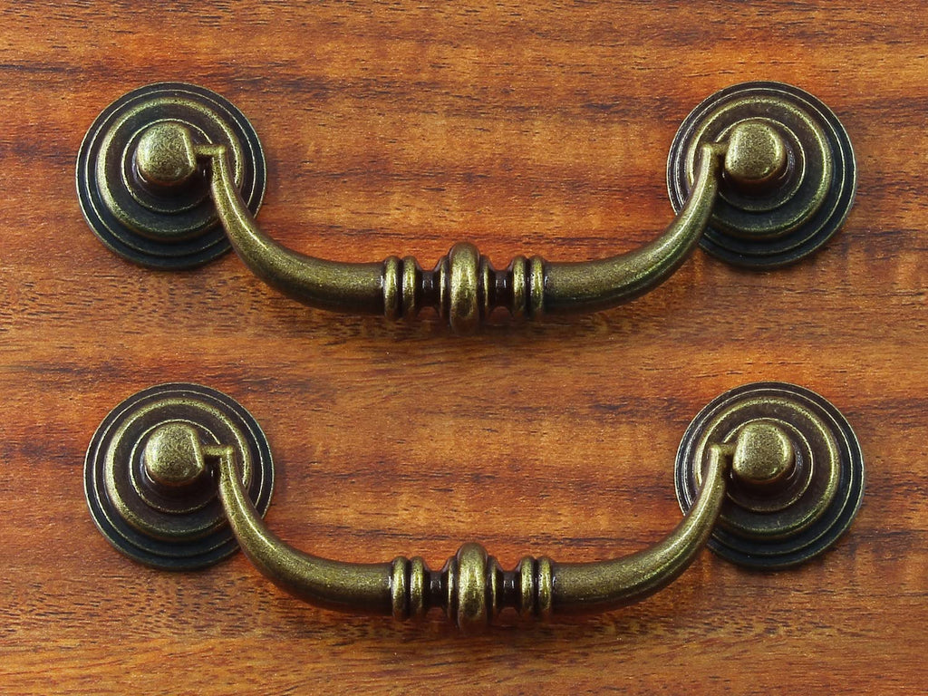 6PCS Antique Drop Bail Drawer Pulls, 3.5" Hole Center