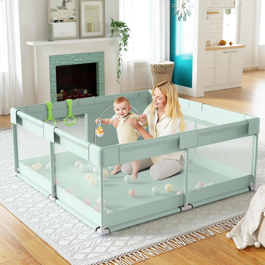 Baby Playpen, Playpen for Babies and Toddlers,47x47in, Light Green