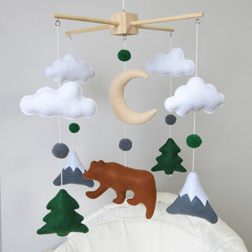 Woodland Mobile for Crib Bear Baby Mobile for Crib Woodland Crib Mobile for Boys Girls Forest Baby Nursery Mobile