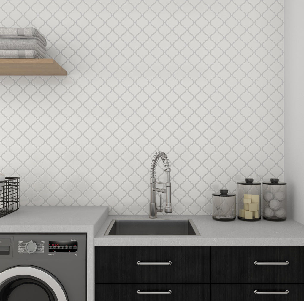 Mythology 6" Ceramic Arabesque Wall Tile in Glossy Santorini (90 PC per Carton) (10.80 SQFT per Carton)