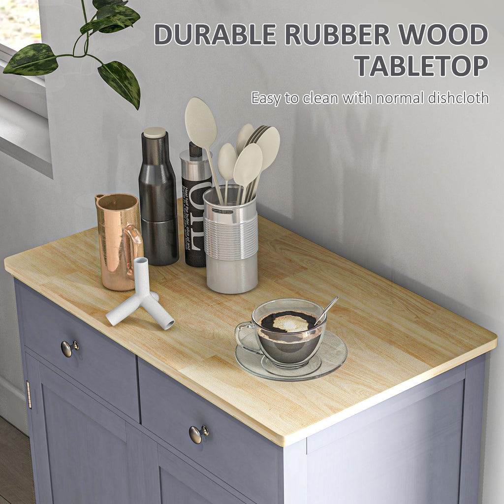 Sideboard Buffet Cabinet Solid Wood Countertop Gray