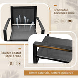 4 Pieces Outdoor Patio Furniture Textilene Modern Conversation Black Bistro Set with Loveseat Tea Table for Home