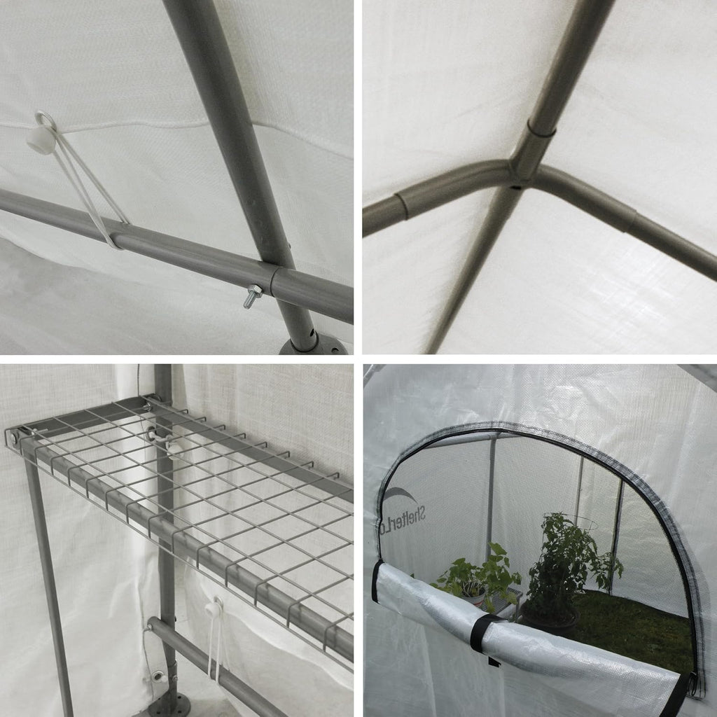 6' x 8' x 6.5' GrowIT Greenhouse Peak Roof Style Backyard Grow House with Integrated Shelving
