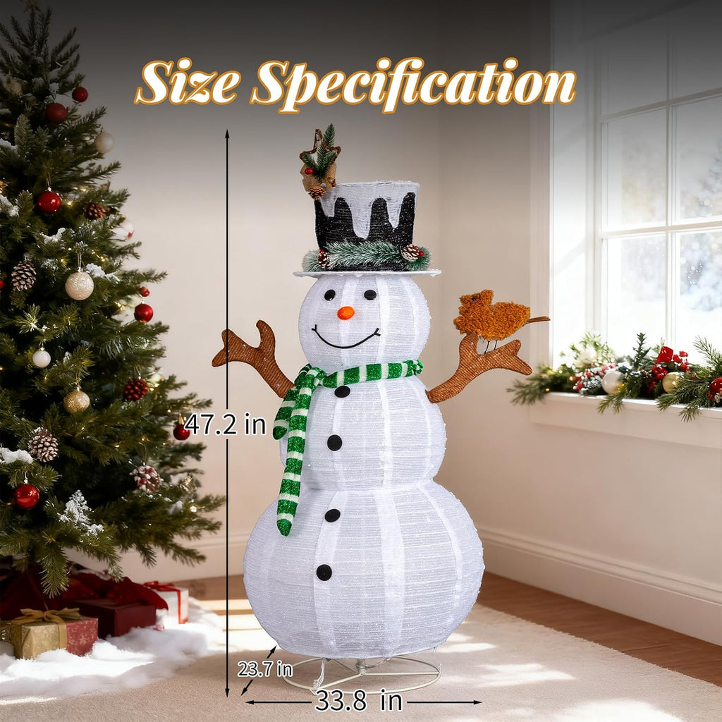 Snowman Christmas Outdoor Decoration, 4ft 120 LED Lighted Christmas Holiday Decorations, Snowman Yard Lights Backyard