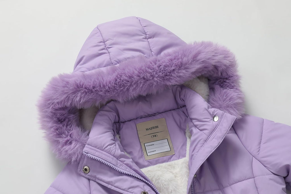 Girls Long Puffer Parka Removable Hood Kid's Winter Jacket Coats