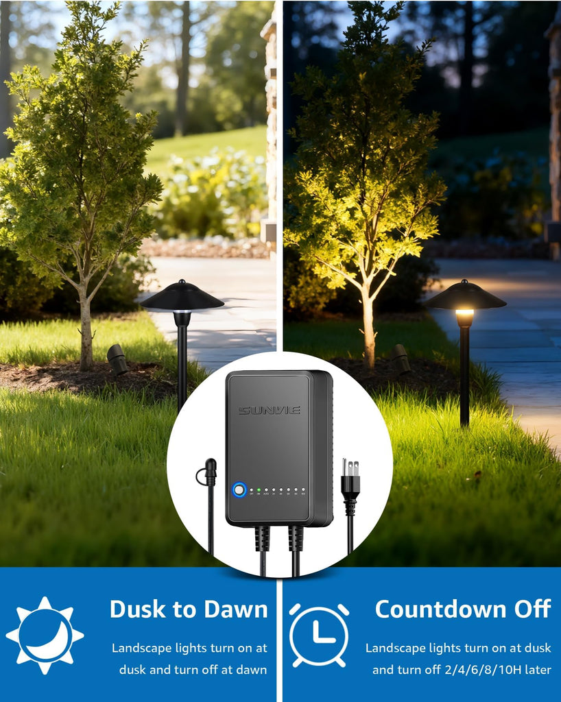 All-in-ONE Landscape Lighting Kit 6-Pack LED Outdoor Pathway Lights, 2-Pack Spotlights, 60W Transformer, 100FT 16/2