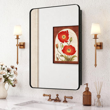 24x32 in Medicine Cabinet with Mirror, Matte Black