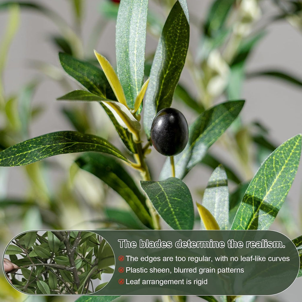 6ft Faux Olive Tree with White Pot & Moss, Artificial Olive Tree Indoor Outdoor, PE/PVC Leaves, Realistic Resin Trunk