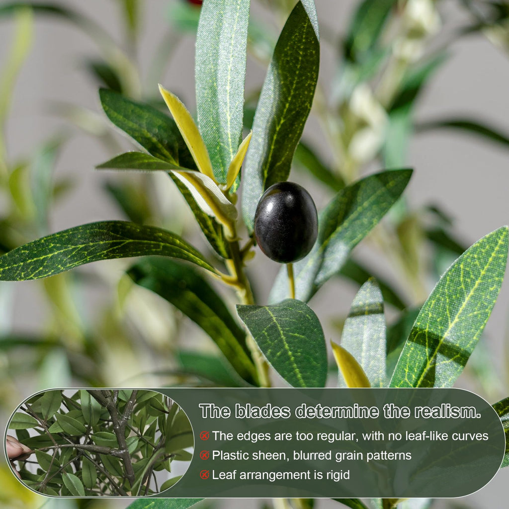 5FT Faux Olive Tree with White Pot & Moss, Artificial Olive Tree Indoor Outdoor, PE/PVC Leaves, Realistic Resin Trunk