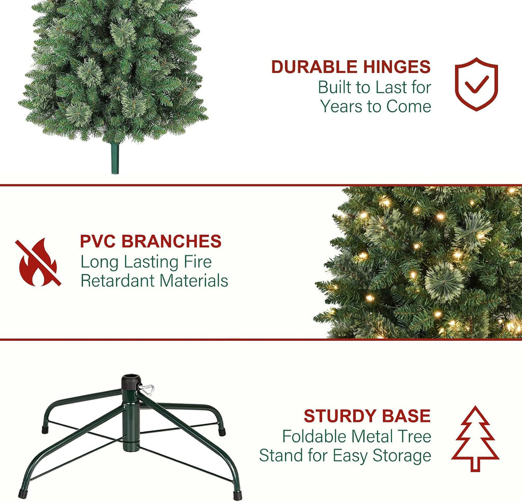 Pencil Prelit Christmas Tree with Pine Needles